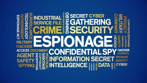 Espionage animated word cloud,animation tag kinetic typography seamless loop. Stock Footage 254769857