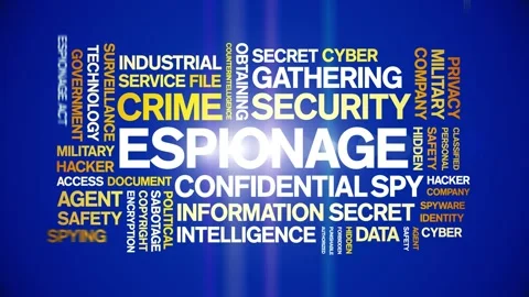 Espionage animated word cloud,animation tag kinetic typography seamless loop. Stock Footage 254770227