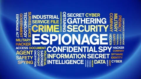 Espionage animated word cloud,animation tag kinetic typography seamless loop. Stock Footage 254770988
