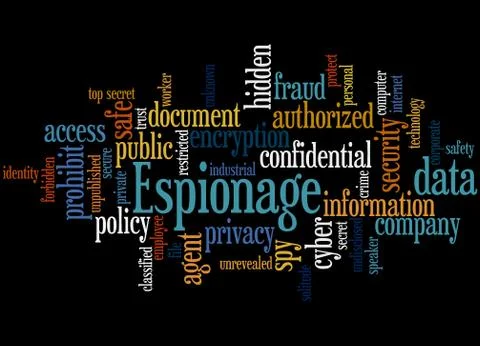 Espionage, word cloud concept Stock Illustration