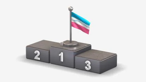 Espirito Santo 3D waving flag illustration on winner podium. Stock Illustration