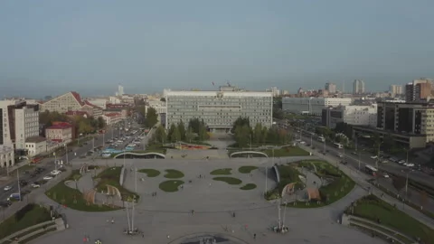 Esplanade of the city of Perm from a quadcopter Stock Footage 144753012