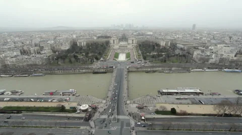 Esplanade du Trocadero seen from Eiffel Tower above Stock Footage 38047141