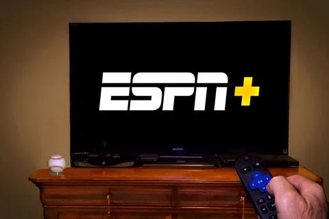 ESPN logo on television 스톡 사진