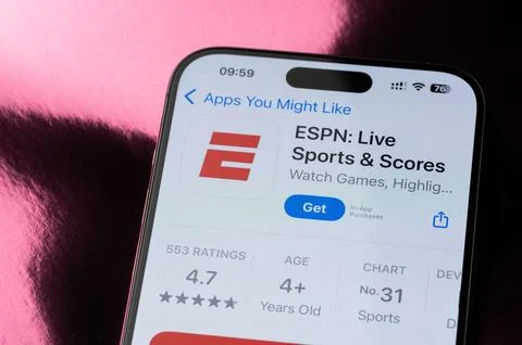 ESPN mobile application ranking Stock Photos