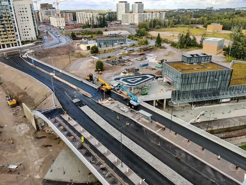Espoo, Finland - September, 18th, 2026: An aerial view shows the ongoing Meri Stock Photos
