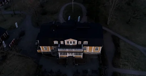 ESPOO, UUSIMAA, FINLAND, MAY 3 Cinema 4k aerial flight away from Bodom mans.. Stock Footage 75802153
