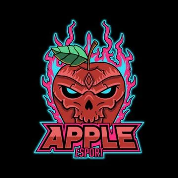Esport Logo with Apple Fruit  Esport Team. Stock Illustration