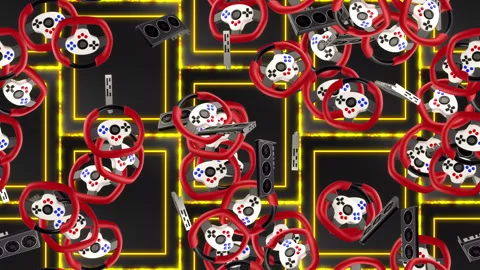 Esport Steering Wheel gaming loop tile Swirl Background. This is a loopable and Stock Footage 304485300