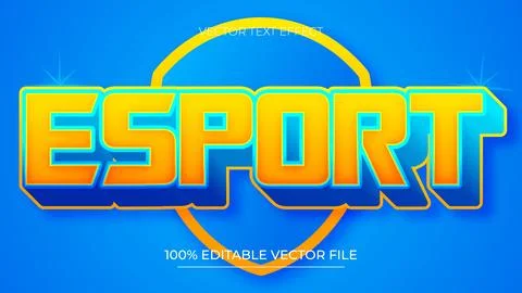 Esports 3D text effect and editable text effect with light blue neon color Stock Illustration