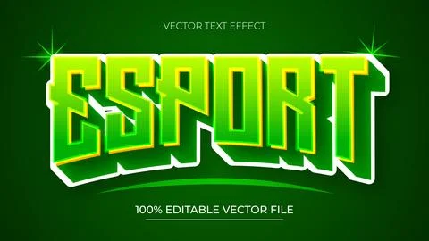 Esports 3D text effect and editable text effect with light green neon color Stock Illustration