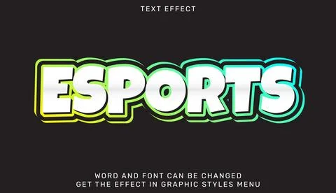 Esports text effect template in 3d style Stock Illustration