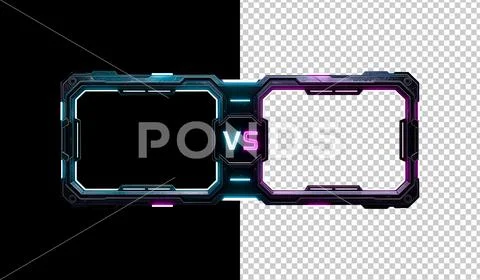 Esports versus screen overlay for live streaming and tournaments, neon cyber PSD-sjabloon