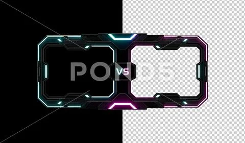 Esports versus screen overlay, neon cyan and magenta Hud frame for gaming to PSD Template