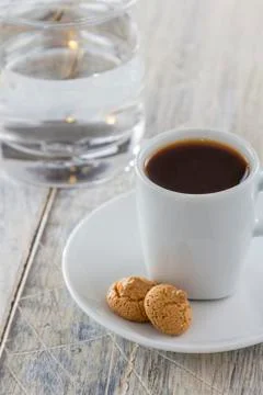 Espresso with amarettini Stock Photos