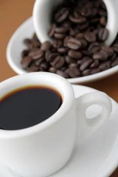 Espresso and beans Stock Photos