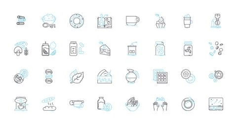 Espresso bar linear icons set. Caffeine, Aroma, Barista, Beans, Latte Stock-Illustration