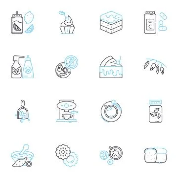 Espresso bar linear icons set. Caffeine, Aroma, Barista, Beans, Latte Stock-Illustration