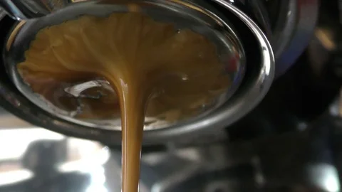 Espresso brewing closeup view Stock Footage 77038162