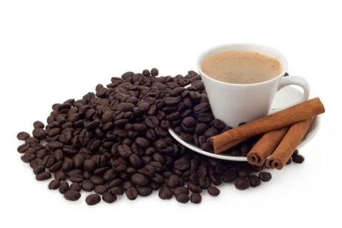 Espresso with coffee beans Stock Photos