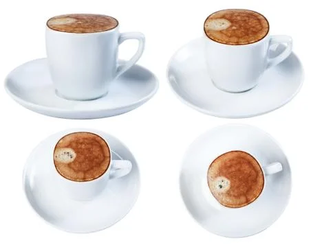 Espresso coffee in a ceramic dish, isolate on a white background, close-up in Stock Photos