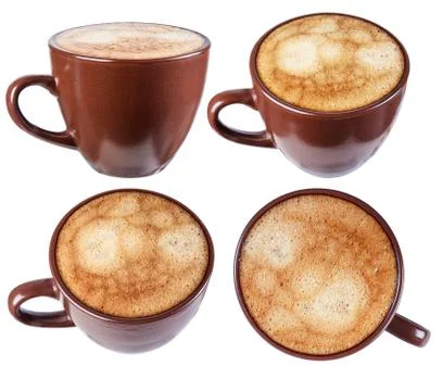 Espresso coffee in a ceramic dish, isolate on a white background, close-up. Stock Photos