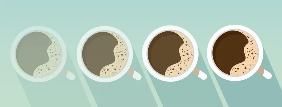 Espresso coffee cup loading concept, top view. Blue background. Flat style ve Ilustración de archivo