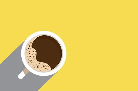 Espresso coffee cup top view. Hard light, lluminating background with ultimat Stock Illustration