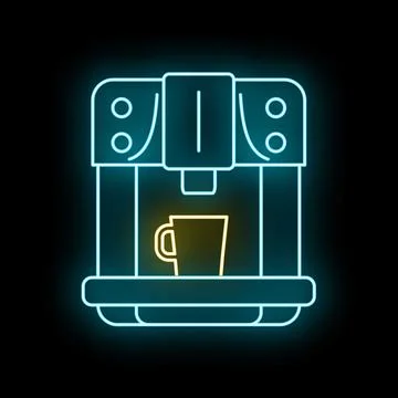 Espresso coffee machine brewing concept neon icon Stock Illustration