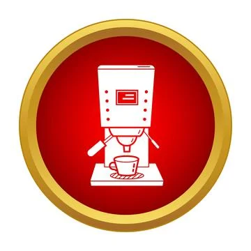 Espresso coffee machine making hot beverage icon button Stock Illustration