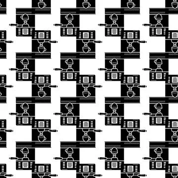Espresso coffee maker pattern seamless vector 스톡 일러스트