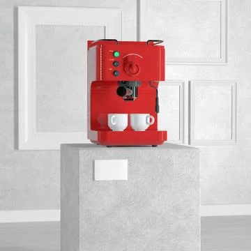 Espresso Coffee Making Machine over Pedestal, Stage, Podium or Column in Art  Stock-Illustration