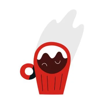 Espresso coffee, small coffee cup with hot italian coffee drink with steam Stock Illustration