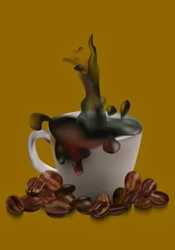 Espresso coffee spill Illustrazione stock