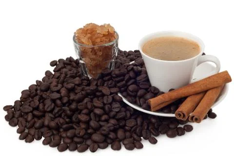 Espresso cup with cinnamon Stock Photos