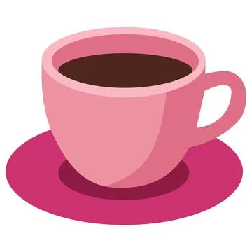 Espresso cup on saucer flat vector icon Stock Illustration
