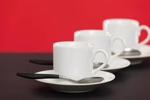 Espresso cups on a counter Foto stock