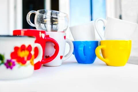 Espresso cups with retro elements design Stock Photos