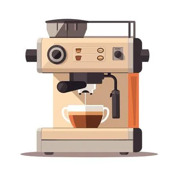 Espresso Elegance: Flat Style Coffee Machine Illustration Stock Illustration