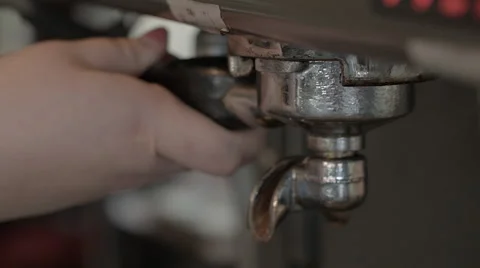 Espresso filter loaded in machine Stock Footage 56349339