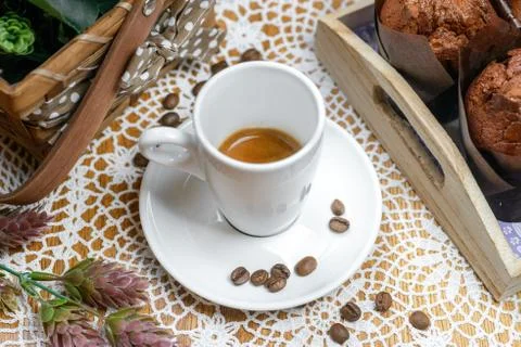 Espresso in high cup Stock Photos