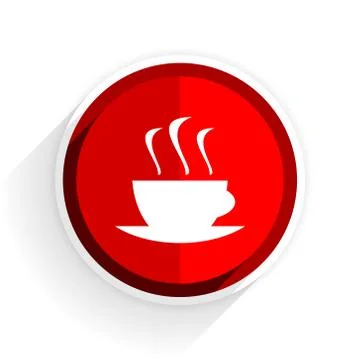 Espresso icon, red circle flat design internet button, web and mobile app ill Stock Illustration