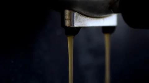 Espresso machine brewing fresh and strong espresso Coffee Stock Footage 76814658
