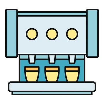 Espresso machine brewing three cups of coffee Illustrazione stock