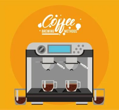 Espresso machine coffee brewing method Stock Illustration