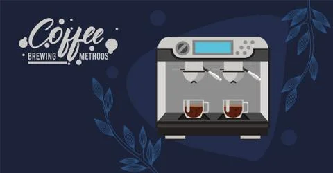 Espresso machine coffee brewing method Stock Illustration