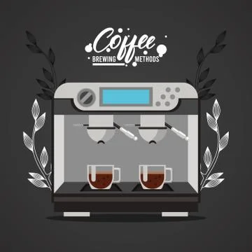 Espresso machine coffee brewing method Stock Illustration