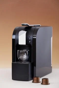 Espresso machine with coffee pods on the side Stock Photos