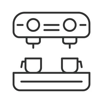Espresso machine icon in line design. espresso machine, cafe espresso, barista Illustrazione stock