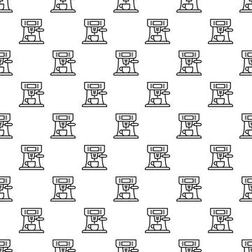 Espresso machine icons creating a repeating linear pattern Stock Illustration
